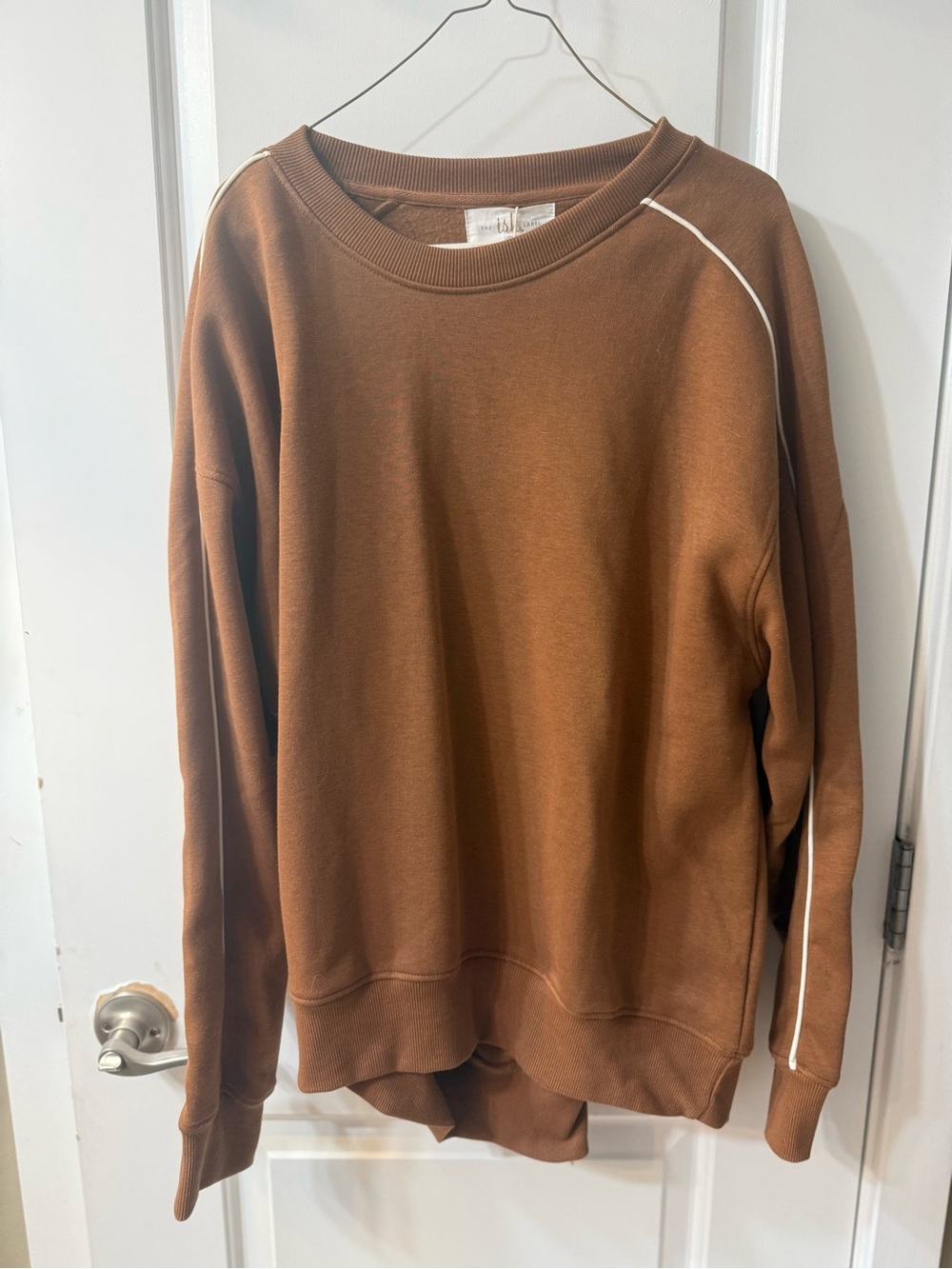 ISH Brown Crewneck Sweatshirt with White Piping